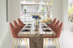 Hygrad Built to Survive Set of 2 Velvet Dining Chair Padded Seat Gold Legs Kitchen Home Office Lounge Chair in Brown - thumbnail 2