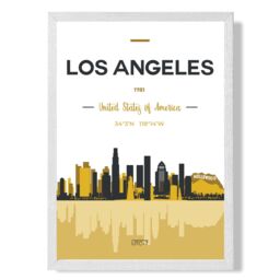 ARTZE Los Angeles Yellow & Black City Skyline Framed Print SIZE: A3 with White Frame - Size: A4 - thumbnail 1