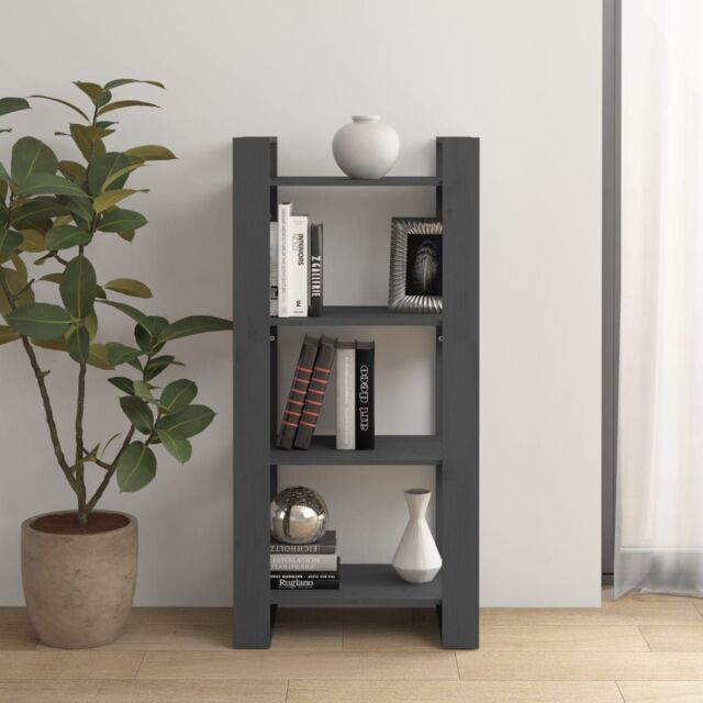 Berkfield Home Book Cabinet/Room Divider Grey 60x35x125 cm Solid Wood - Size: 60 x 35 x 125 cm - image 1