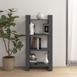 Berkfield Home Book Cabinet/Room Divider Grey 60x35x125 cm Solid Wood - Size: 60 x 35 x 125 cm - thumbnail 1
