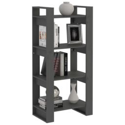 Berkfield Home Book Cabinet/Room Divider Grey 60x35x125 cm Solid Wood - Size: 60 x 35 x 125 cm - thumbnail 5