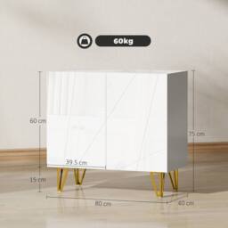 Wyld Haus Diro High Gloss White Sideboard Geometric Pattern Gold Hairpin Legs - thumbnail 3