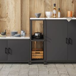 Berkfield Home Kitchen Storage Shelf with Storage Black Steel - thumbnail 4