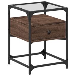 Berkfield Home Bedside Cabinet Brown Oak 40x40x55 cm Engineered Wood - Size: 40 x 40 x 55 cm - thumbnail 2