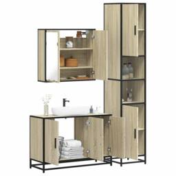Berkfield Home 3 Piece Bathroom Furniture Set Sonoma Oak Engineered Wood in Light Brown - thumbnail 2