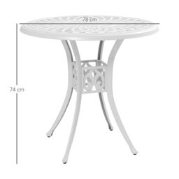OUTSUNNY 78 cm Round Garden Dining Table with Parasol Hole in White - thumbnail 3