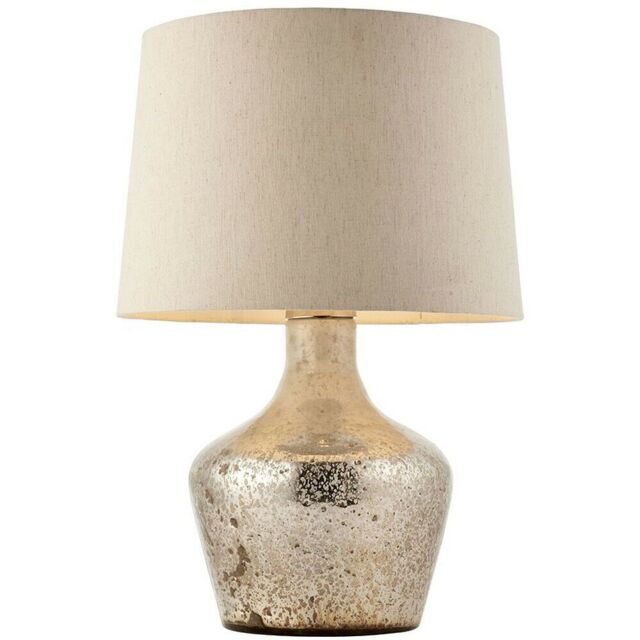 Loops Modern Table Lamp Hammered Pearl Ombre & White Linen Shade Feature Bedside Light - image 1