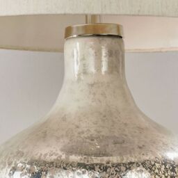 Loops Modern Table Lamp Hammered Pearl Ombre & White Linen Shade Feature Bedside Light - thumbnail 4