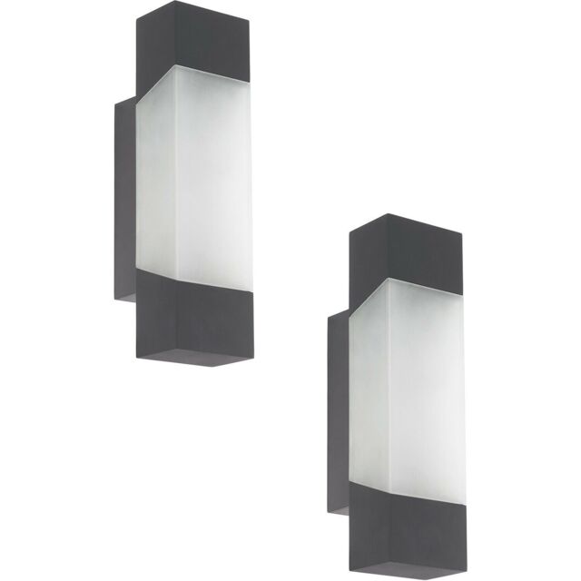 Loops 2 PACK IP44 Outdoor Wall Light Anthracite Porch Accent Lamp 4.8W Built in LED - image 1