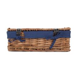 Red Hamper Wicker Empty Rectangular Gift Cotton Lined Basket in Blue - thumbnail 2