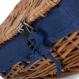 Red Hamper Wicker Empty Rectangular Gift Cotton Lined Basket in Blue - thumbnail 5