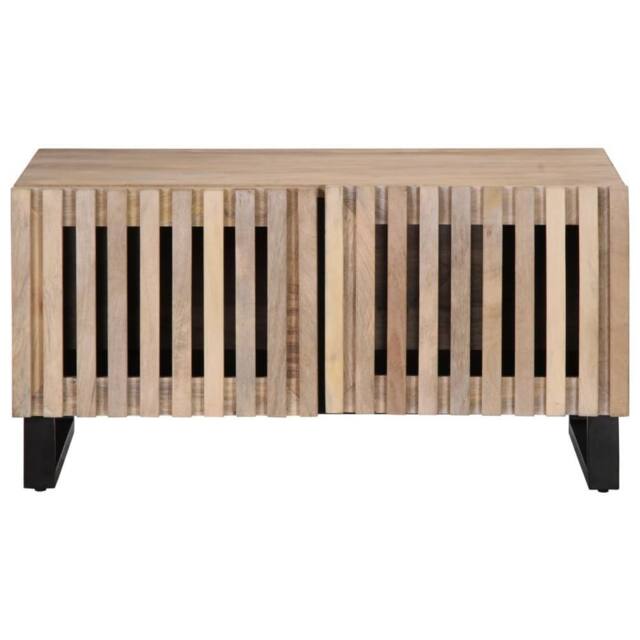 Berkfield Home Coffee Table White 80x51x40 cm Solid Wood Mango in Natural - Size: 80 x 51 x 40 cm - image 1