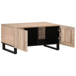 Berkfield Home Coffee Table White 80x51x40 cm Solid Wood Mango in Natural - Size: 80 x 51 x 40 cm - thumbnail 5