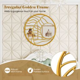 Gymax Gold Wall Mirror 80 cm Large Round Wall Decorative Mirror-Gold - thumbnail 8