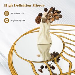 Gymax Gold Wall Mirror 80 cm Large Round Wall Decorative Mirror-Gold - thumbnail 7