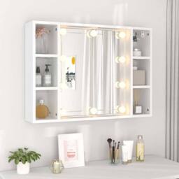 Berkfield Home Mirror Cabinet with LED White 76x15x55 cm - Size: 76 x 15 x 55 cm - thumbnail 4