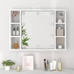 Berkfield Home Mirror Cabinet with LED White 76x15x55 cm - Size: 76 x 15 x 55 cm - thumbnail 5
