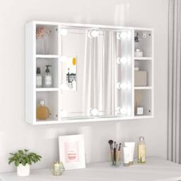 Berkfield Home Mirror Cabinet with LED White 76x15x55 cm - Size: 76 x 15 x 55 cm - thumbnail 2
