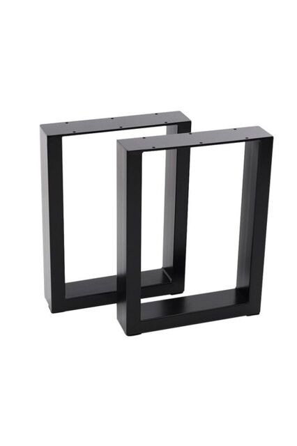 2Pcs 30x7x40cm Black Rectangular Metal Table Legs with Foot Pads - Size: 30 x 7 x 40 cm