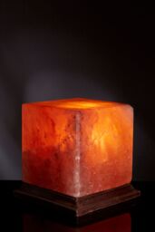Orsina Nepal Box Salt Lamp, Square Himalayan Salt Chunks In Wooden Cage Frame, Emits Soft Amber Glow To Enhance in Orange - thumbnail 4