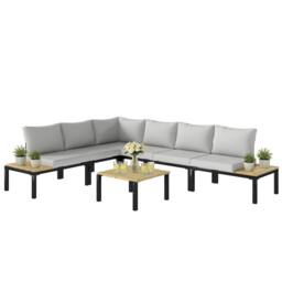 OUTSUNNY Garden Furniture Set, 6 Piece Corner Sofa Set with Coffee Table in Light Grey - thumbnail 2
