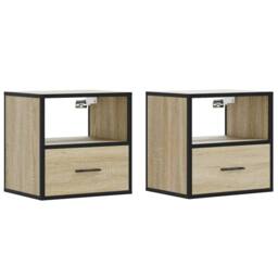 Berkfield Home Wall-mounted Bedside Cabinets 2 pcs Sonoma Oak 40x31x39.5 cm in Brown - thumbnail 1