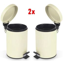 EONLION 2Pcs-3 Litre Bathroom Rubbish Waste Pedal Bin in Beige - Size: 100 cm - thumbnail 1