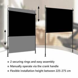 Berkfield Home Outdoor Roller Blind 150x270 cm Anthracite in Black - thumbnail 9
