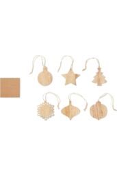 MidOcean Chriset Wooden Hanging Ornament (Pack of 6) in Cream - thumbnail 3