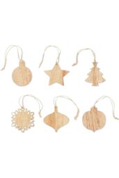 MidOcean Chriset Wooden Hanging Ornament (Pack of 6) in Cream - thumbnail 1