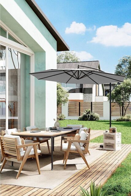 H&O Direct Outdoor 3m Cantilever Garden Parasol（Base not included） in Light Grey - image 1