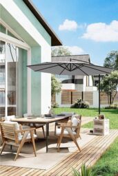 H&O Direct Outdoor 3m Cantilever Garden Parasol（Base not included） in Light Grey - thumbnail 1