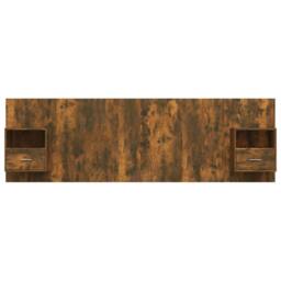 Berkfield Home Bed Headboard with Cabinets Smoked Oak Engineered Wood in Brown - thumbnail 4