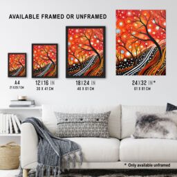 Artery8 Modern Vibrant Striking Aboriginal Style Artwork Painting Reds Orange Trees & Roots Stars & Sky Unframed Wall Art Print Poster Home Decor - thumbnail 3