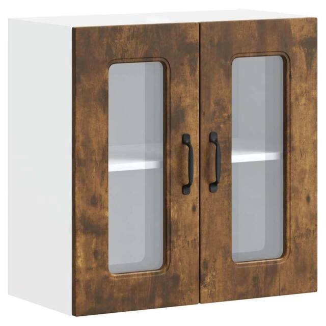 Berkfield Home Kitchen Wall Cabinet with Glass Door Kalmar Smoked Oak Engineered Wood in Brown - image 1