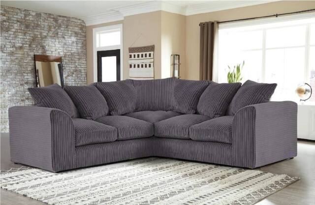 Furniture 786 Jumbo Cord Scatter Back 2c2 Corner Sofa in Grey - image 1