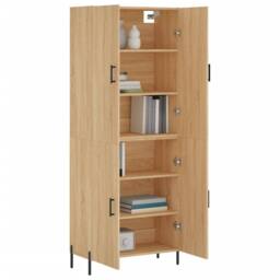 Berkfield Home Highboard Sonoma Oak 69.5x34x180 cm Engineered Wood in Light Tan - thumbnail 1