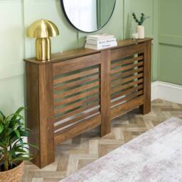 OHS Wood Effect Radiator Cover Sideboard Shelf in Walnut - Size: Small