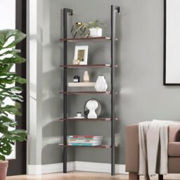 Rafaelo Mobilia 5 Tier Wall Mounted Storage Ladder Shelf For Living Room in Brown - thumbnail 1