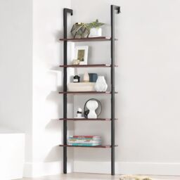 Rafaelo Mobilia 5 Tier Wall Mounted Storage Ladder Shelf For Living Room in Brown - thumbnail 3