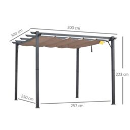 OUTSUNNY 3x3(m) Pergola Gazebo Sun Shade Shelter Aluminium Garden Canopy in Brown - thumbnail 3