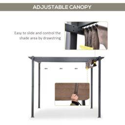 OUTSUNNY 3x3(m) Pergola Gazebo Sun Shade Shelter Aluminium Garden Canopy in Brown - thumbnail 5