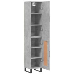 Berkfield Home Highboard Concrete Grey 34.5x34x180 cm Engineered Wood - thumbnail 4