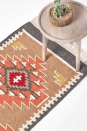 Homescapes Jaipur Handwoven Patterned Kilim Wool Hall Runner, 66 x 200 cm - Size: 66 cm x 200 cm - thumbnail 1