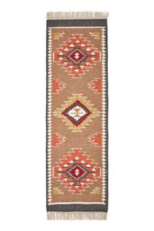 Homescapes Jaipur Handwoven Patterned Kilim Wool Hall Runner, 66 x 200 cm - Size: 66 cm x 200 cm - thumbnail 2
