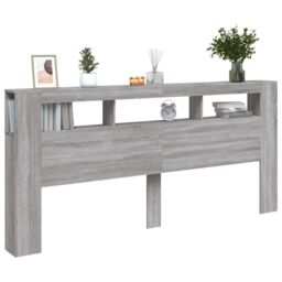 Berkfield Home LED Headboard Grey Sonoma 220x18.5x103.5 cm Engineered Wood - thumbnail 5