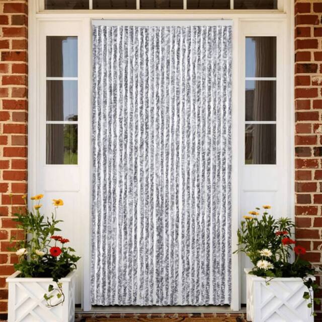 Berkfield Home Insect Curtain White & Grey 118x220 cm Chenille - image 1