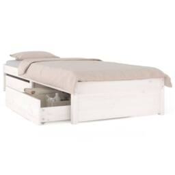 Berkfield Home Bed Frame with Drawers White 90x190 cm Single - thumbnail 1
