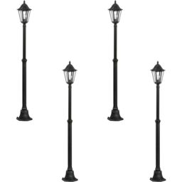 Loops 4 PACK IP44 Outdoor Bollard Light Black & Silver Lantern 2000mm Post 60W E27