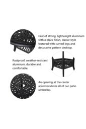 Living and Home Round Cast Aluminum Garden Bistro Dining Table in Black - thumbnail 5